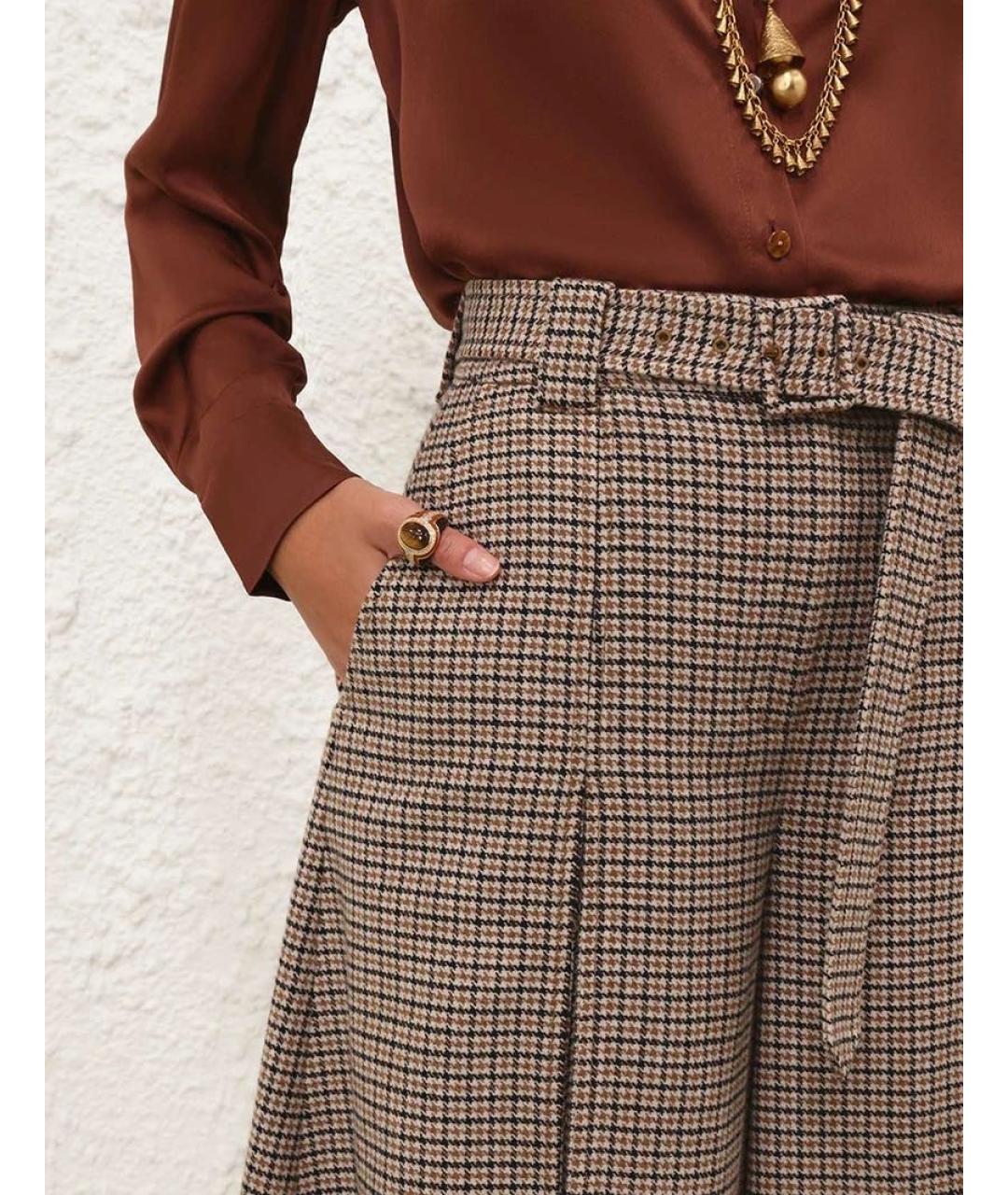 ZIMMERMANN Коричневые шерстяные кюлоты, фото 2