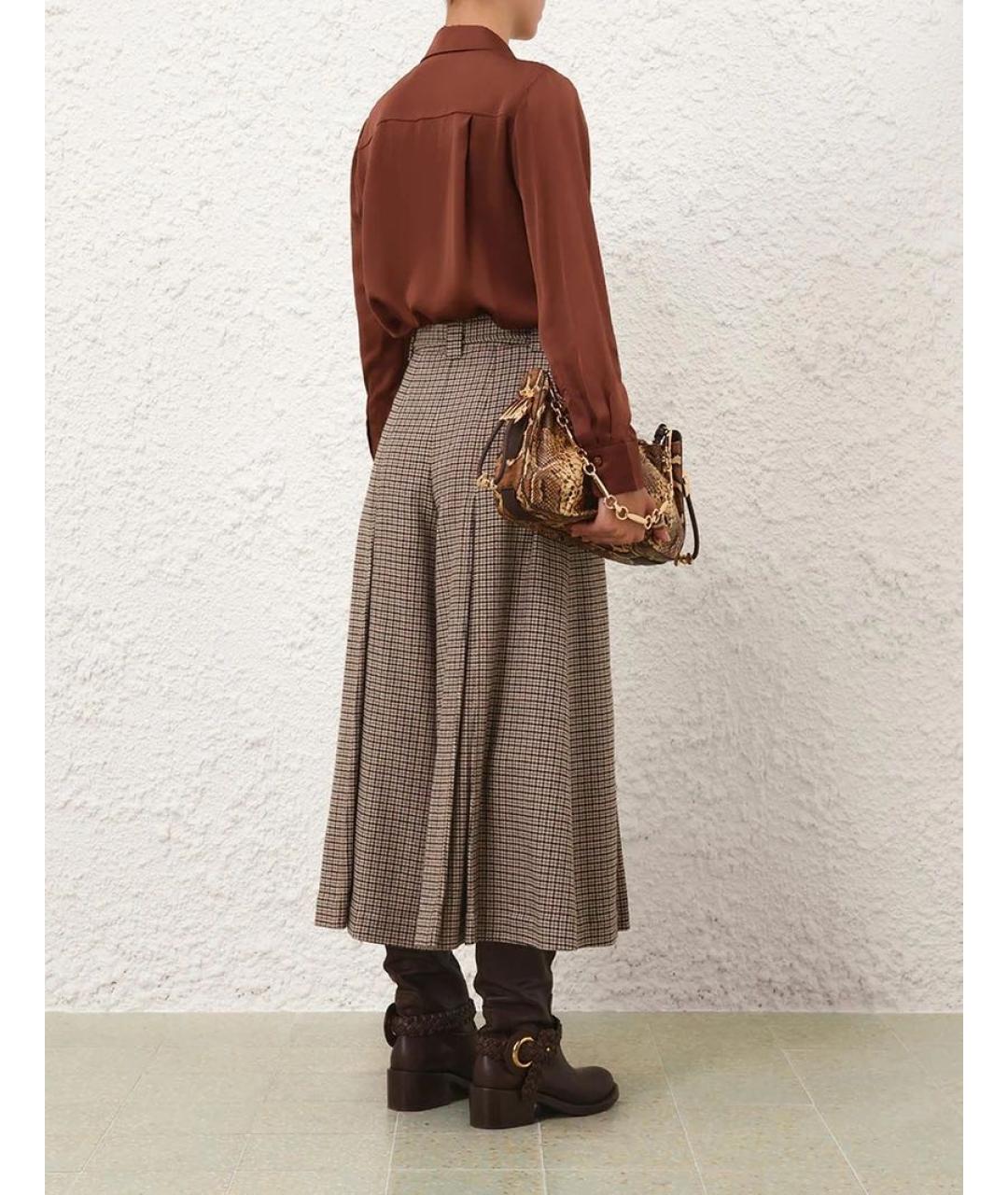 ZIMMERMANN Коричневые шерстяные кюлоты, фото 4