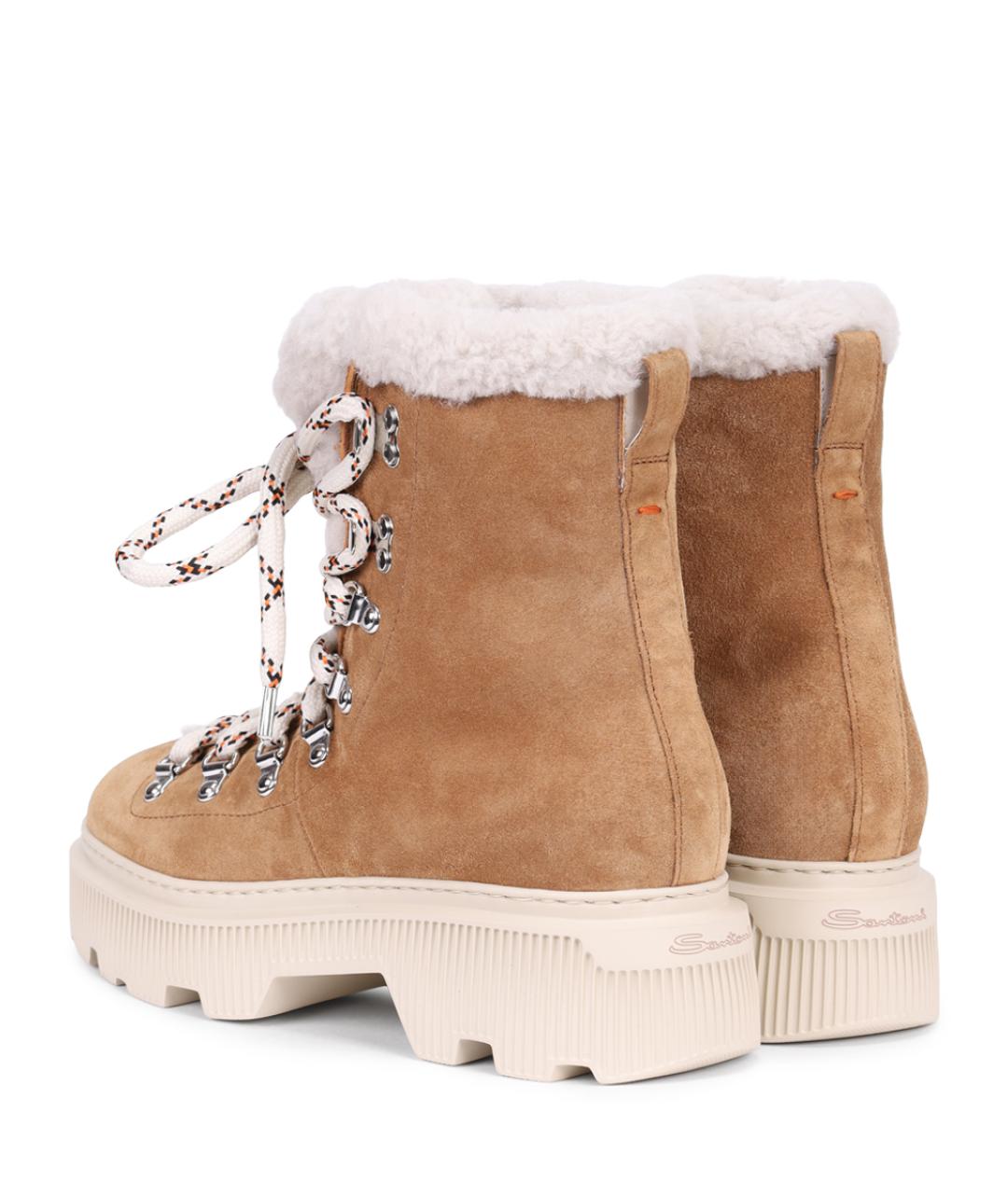 SANTONI Бежевые замшевые ботинки, фото 4