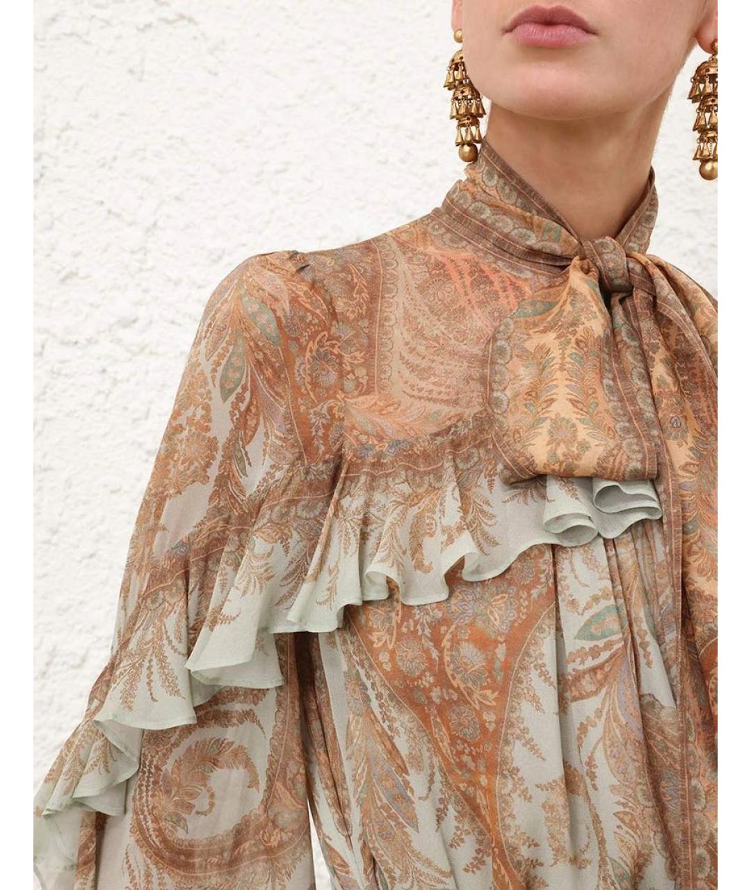 ZIMMERMANN Бежевая шелковая блузы, фото 3
