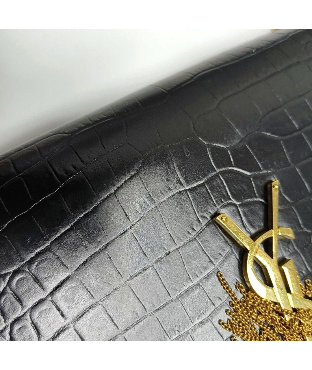 SAINT LAURENT Черная кожаная сумка через плечо, фото 5