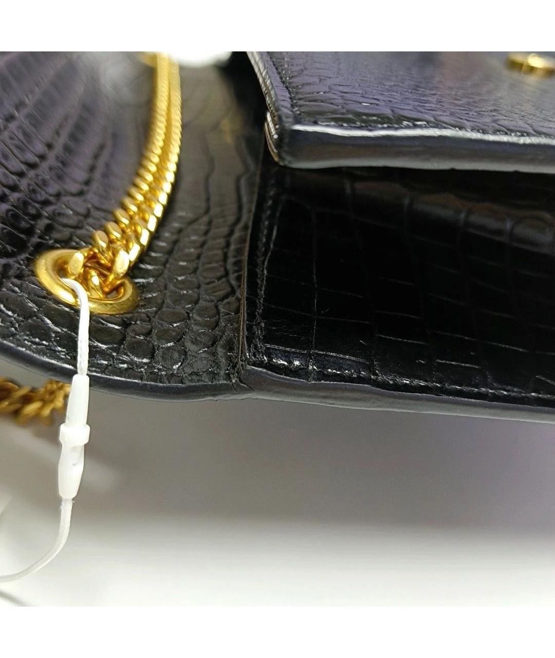 SAINT LAURENT Черная кожаная сумка через плечо, фото 6