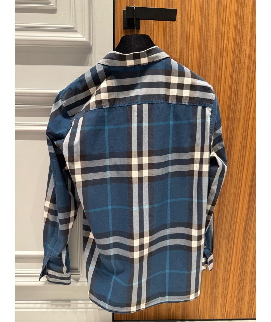 BURBERRY Темно-синяя хлопковая кэжуал рубашка, фото 2