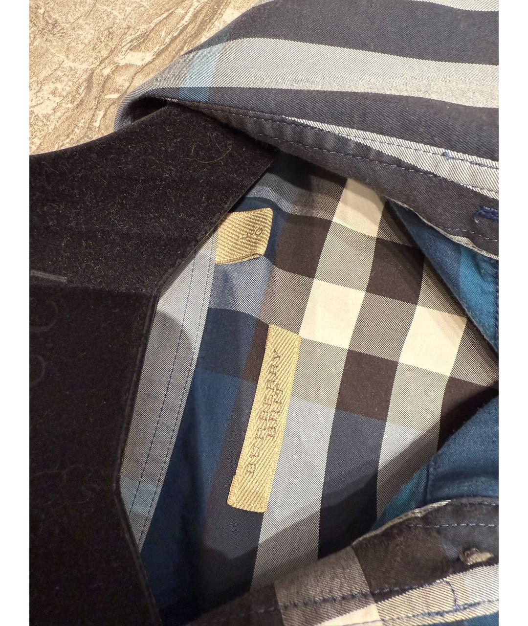 BURBERRY Темно-синяя хлопковая кэжуал рубашка, фото 3