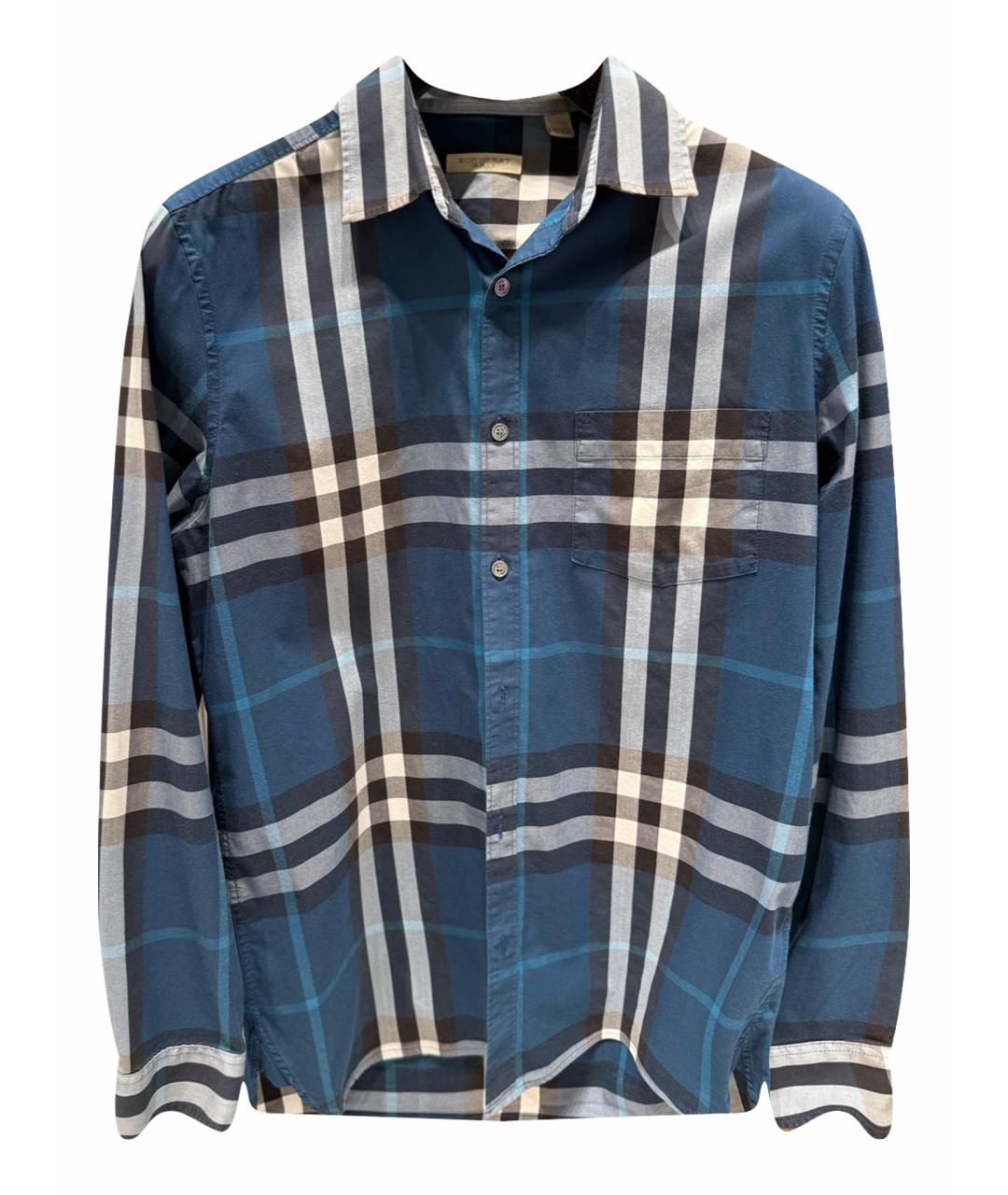 BURBERRY Темно-синяя хлопковая кэжуал рубашка, фото 1