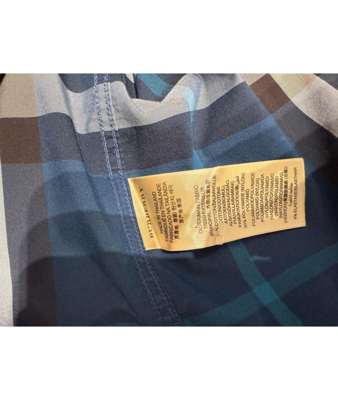 BURBERRY Темно-синяя хлопковая кэжуал рубашка, фото 4