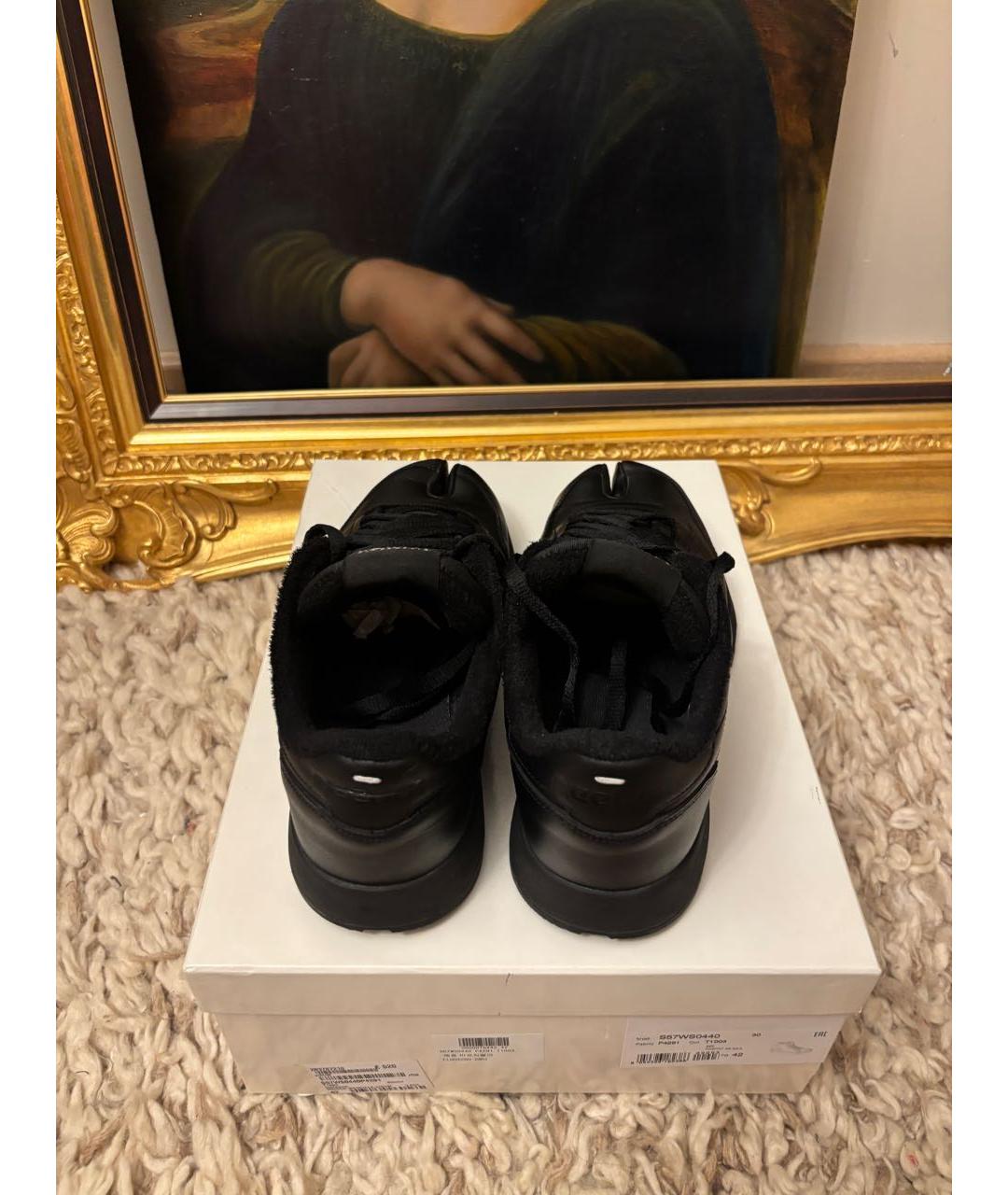 MAISON MARGIELA Черные кожаные низкие кроссовки / кеды, фото 7