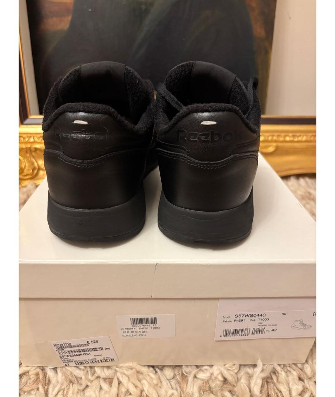 MAISON MARGIELA Черные кожаные низкие кроссовки / кеды, фото 4