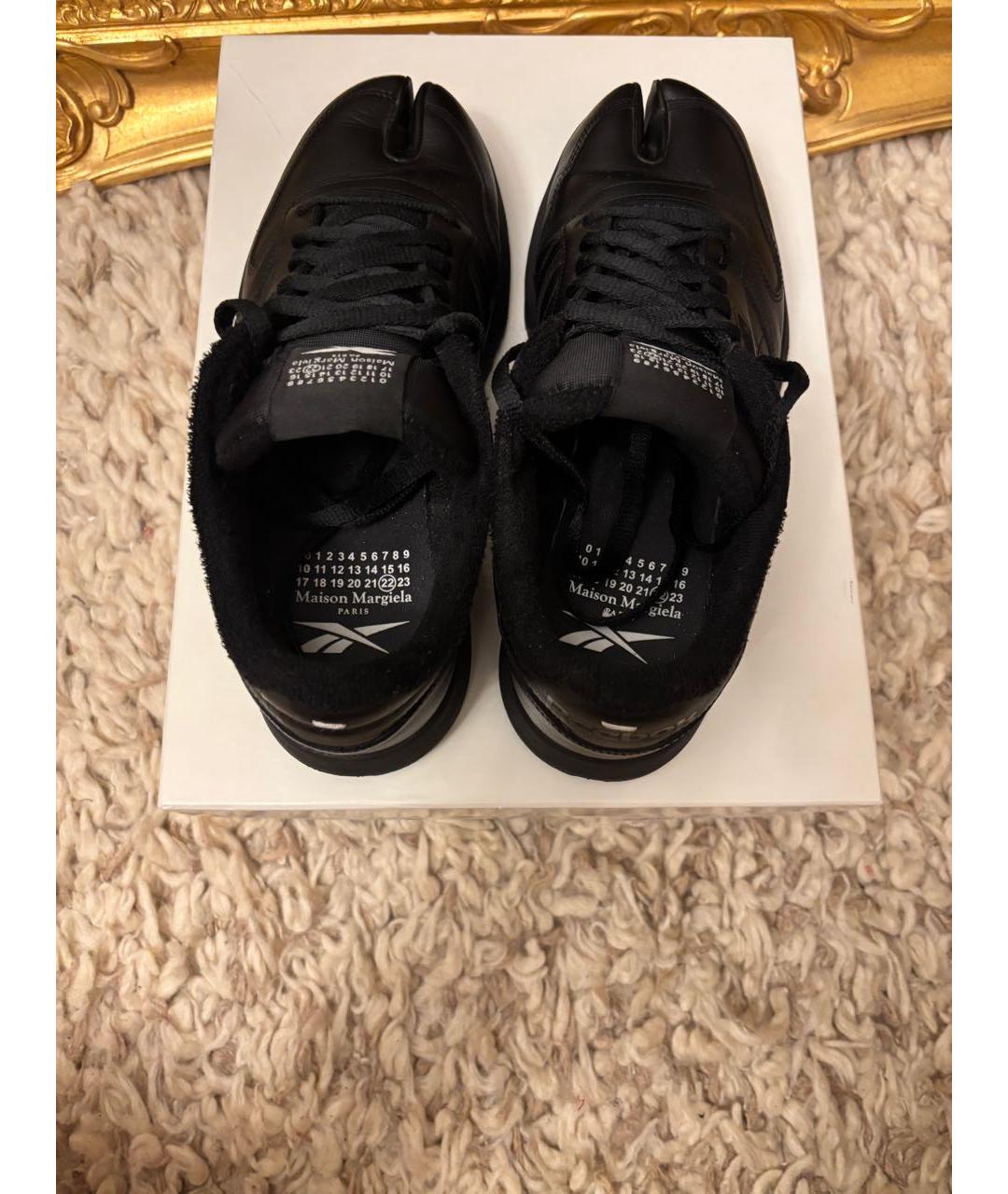 MAISON MARGIELA Черные кожаные низкие кроссовки / кеды, фото 3