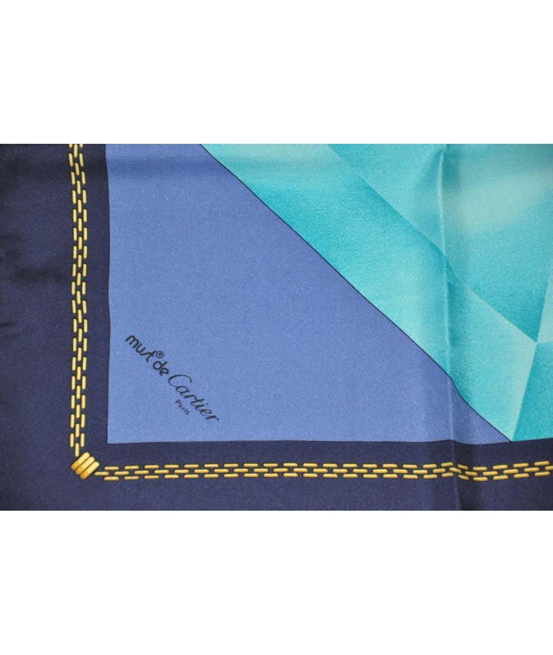 CARTIER Синий шелковый платок, фото 4