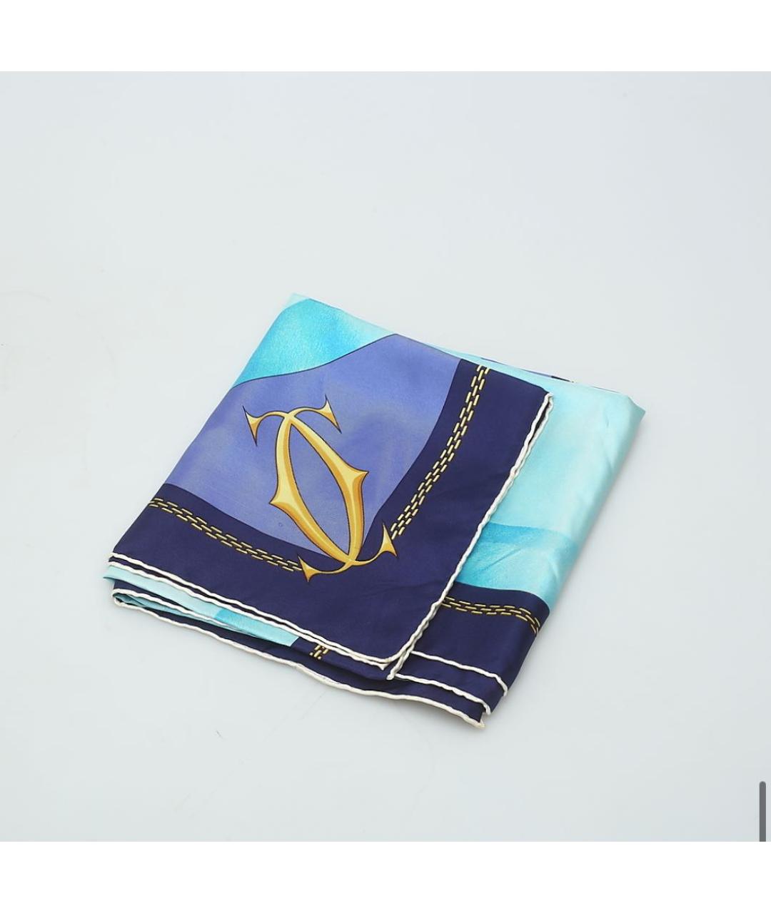 CARTIER Синий шелковый платок, фото 3
