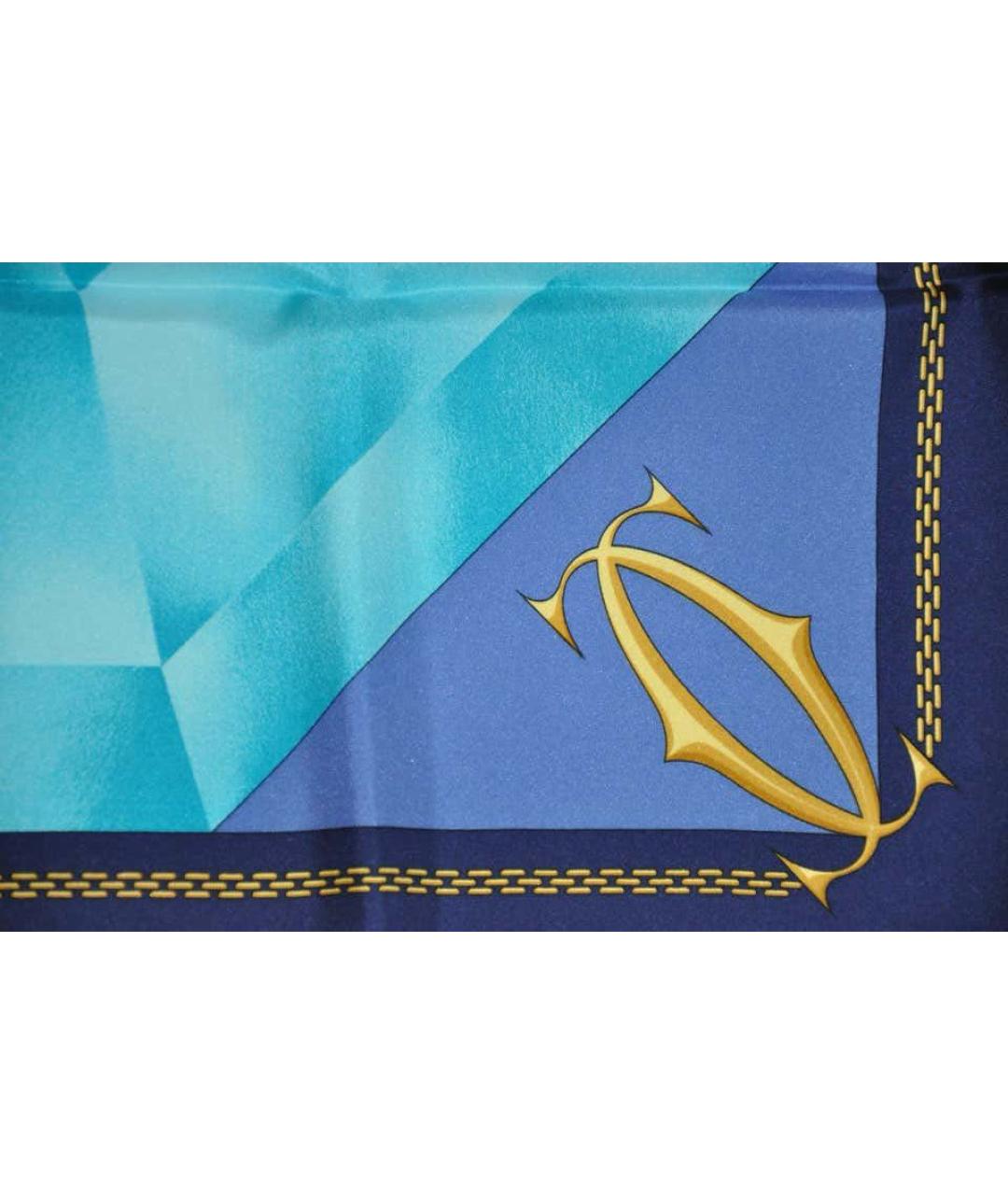 CARTIER Синий шелковый платок, фото 2