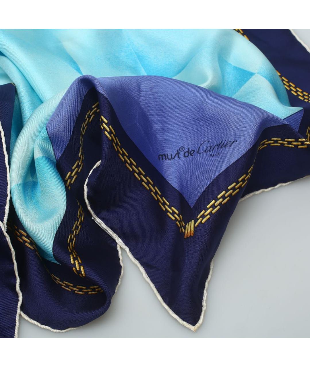 CARTIER Синий шелковый платок, фото 7