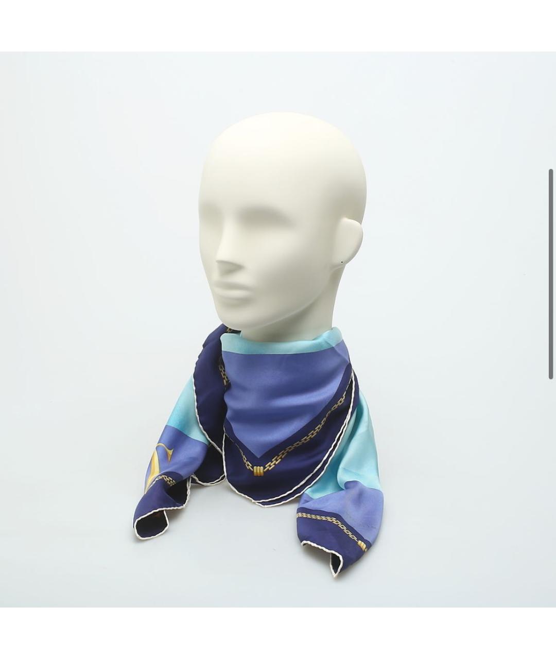 CARTIER Синий шелковый платок, фото 5