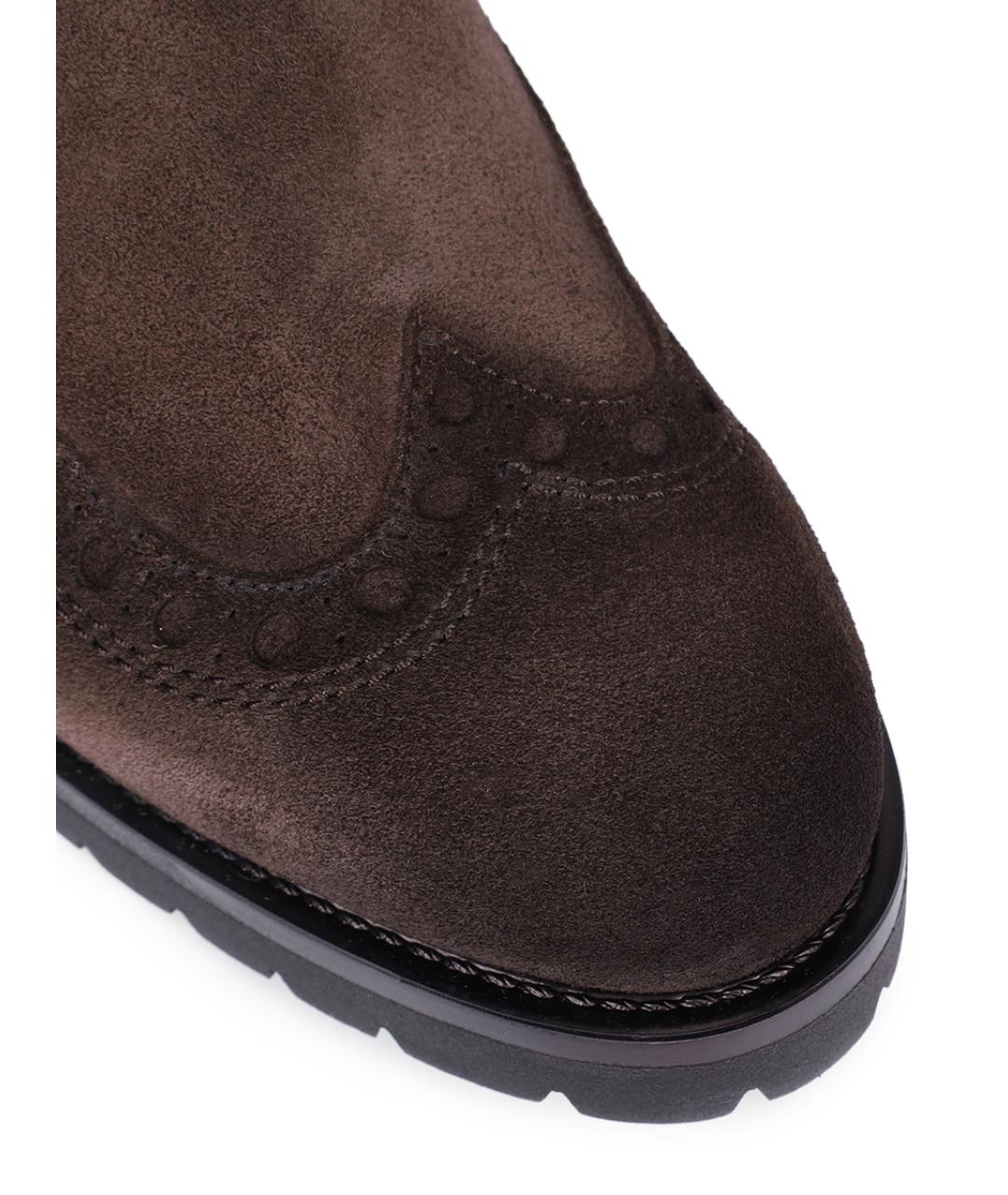 SANTONI Коричневые замшевые ботинки, фото 5