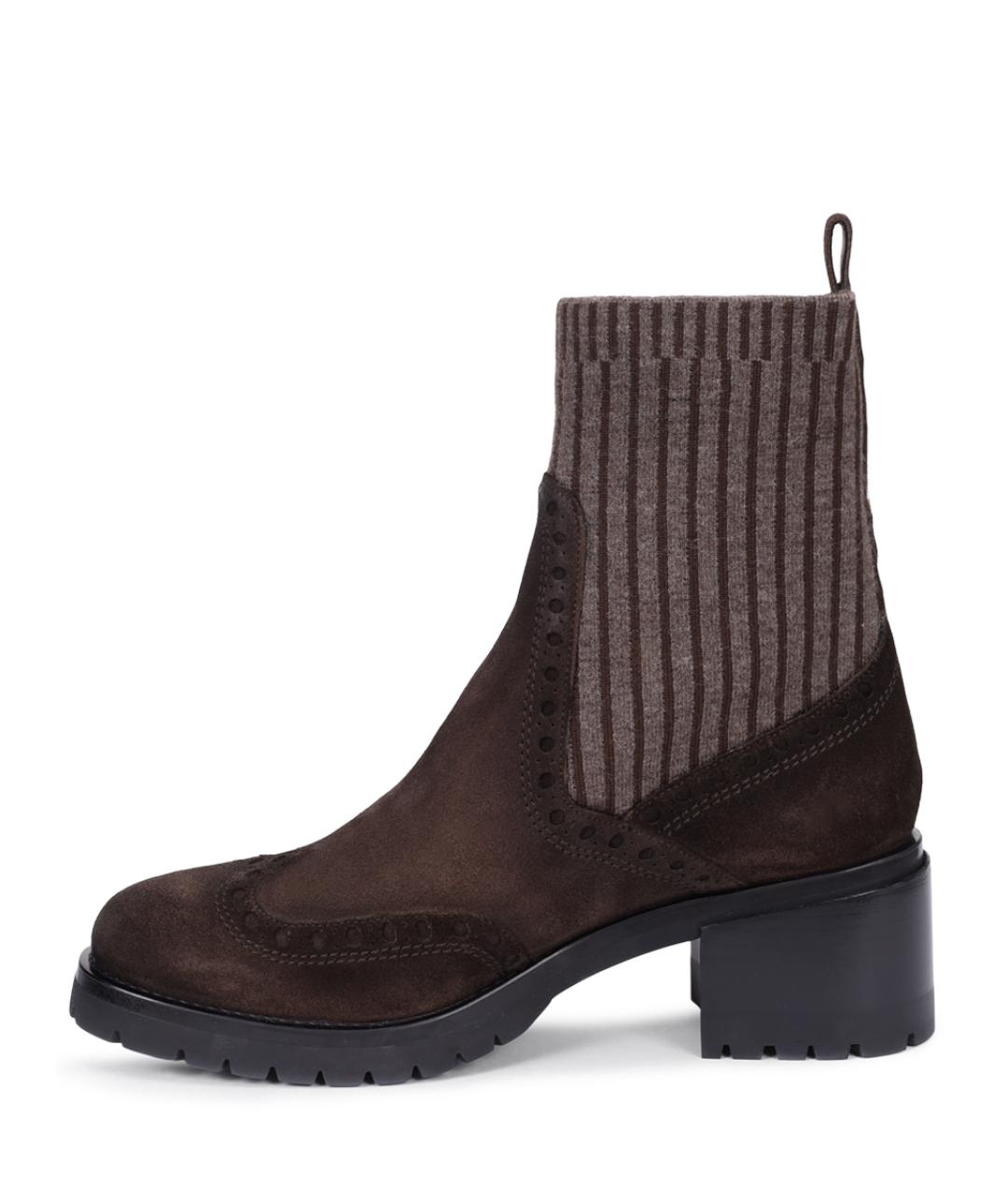 SANTONI Коричневые замшевые ботинки, фото 3