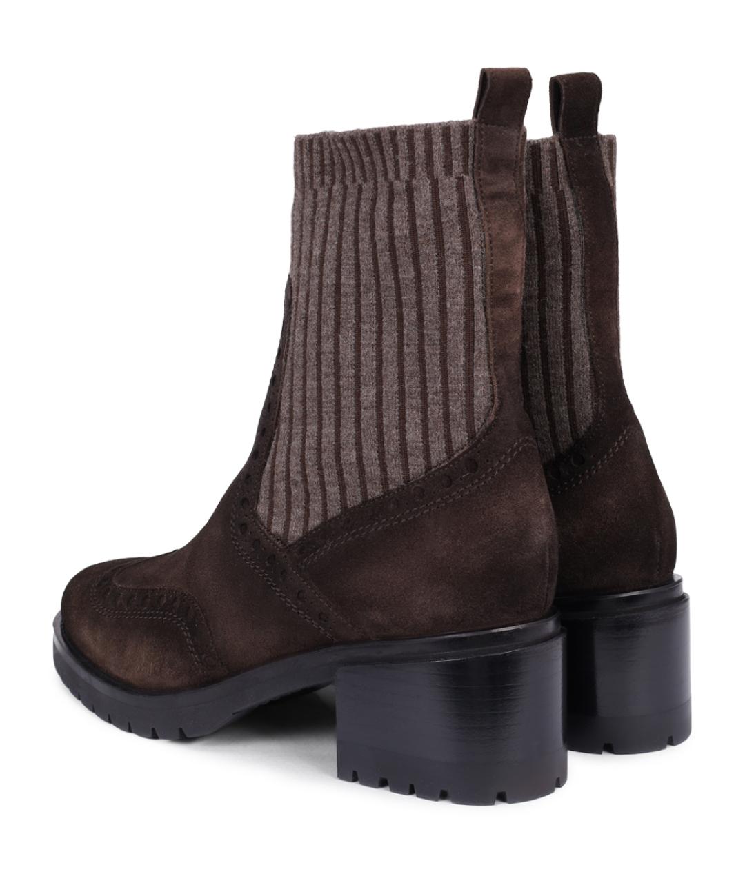 SANTONI Коричневые замшевые ботинки, фото 4