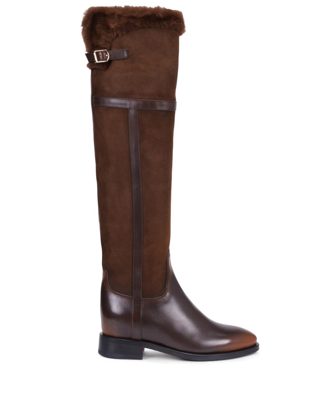 SANTONI Коричневые кожаные ботфорты, фото 1