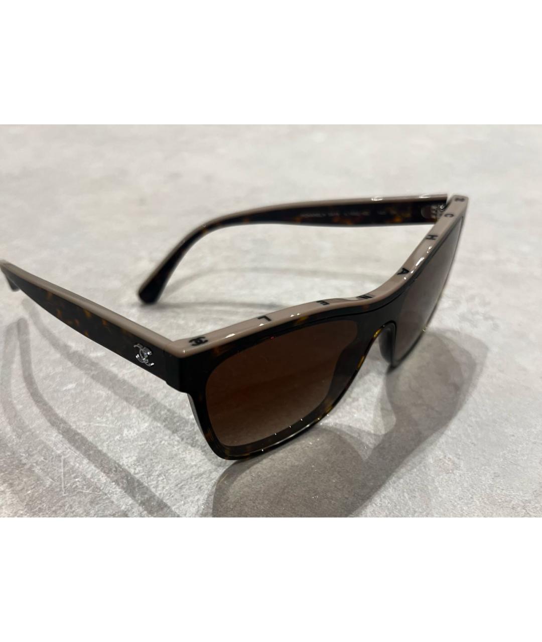 CHANEL Коричневые пластиковые солнцезащитные очки, фото 2