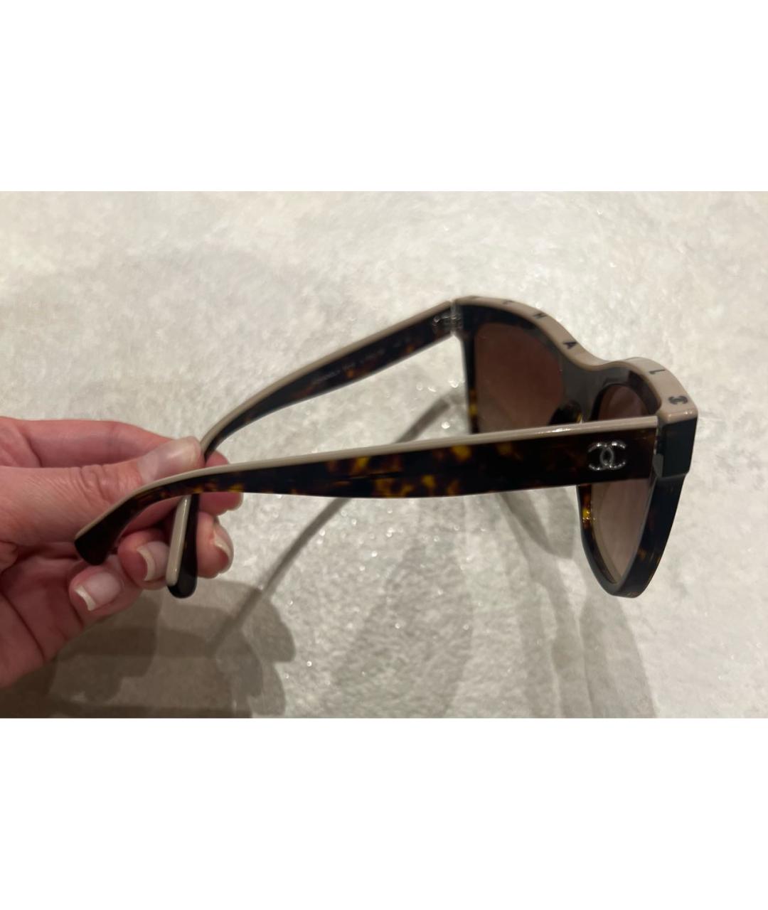 CHANEL Коричневые пластиковые солнцезащитные очки, фото 3