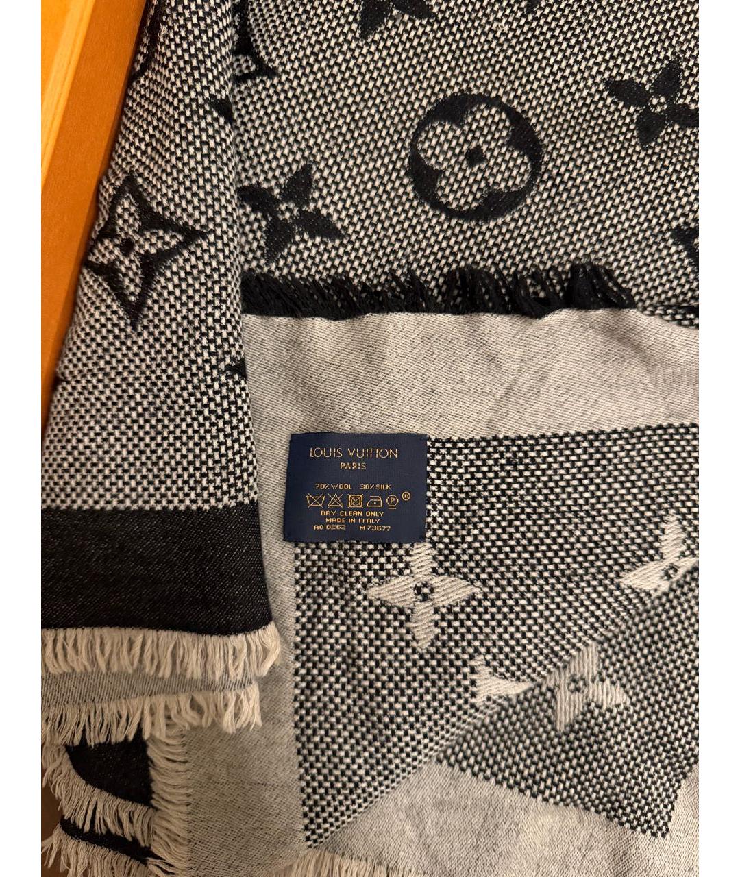 LOUIS VUITTON Коричневый шерстяной шарф, фото 4