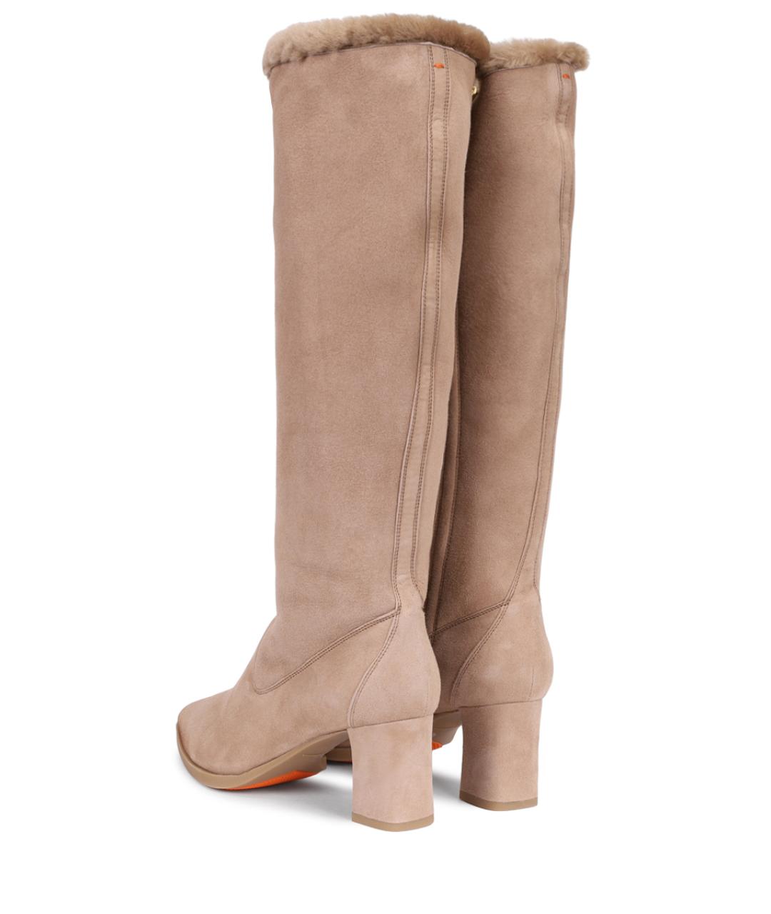 SANTONI Бежевые замшевые сапоги, фото 4