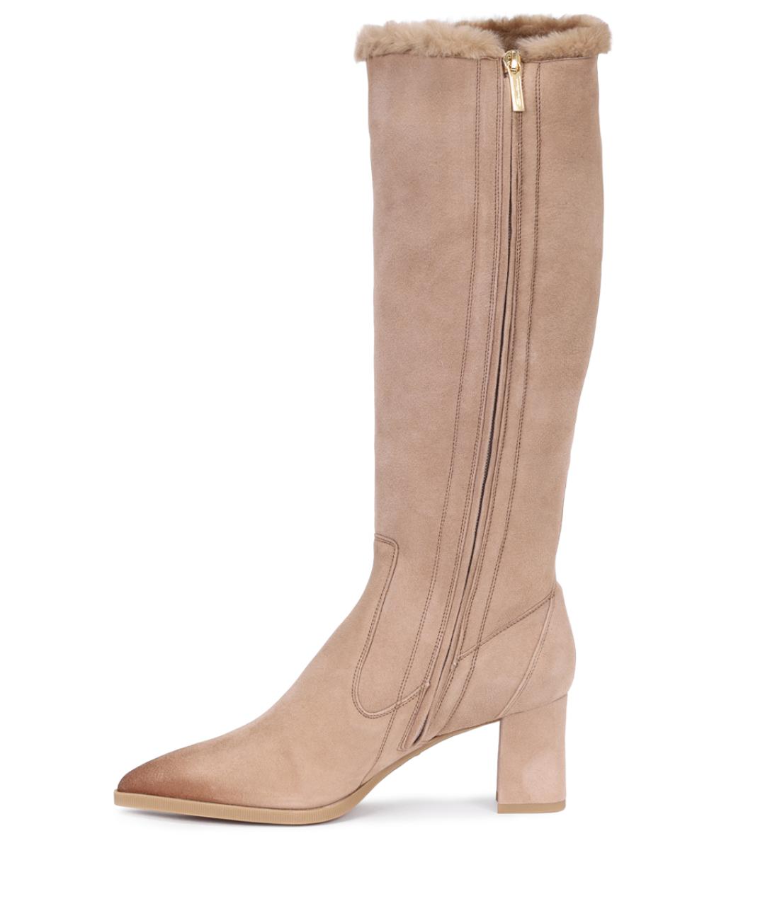 SANTONI Бежевые замшевые сапоги, фото 3