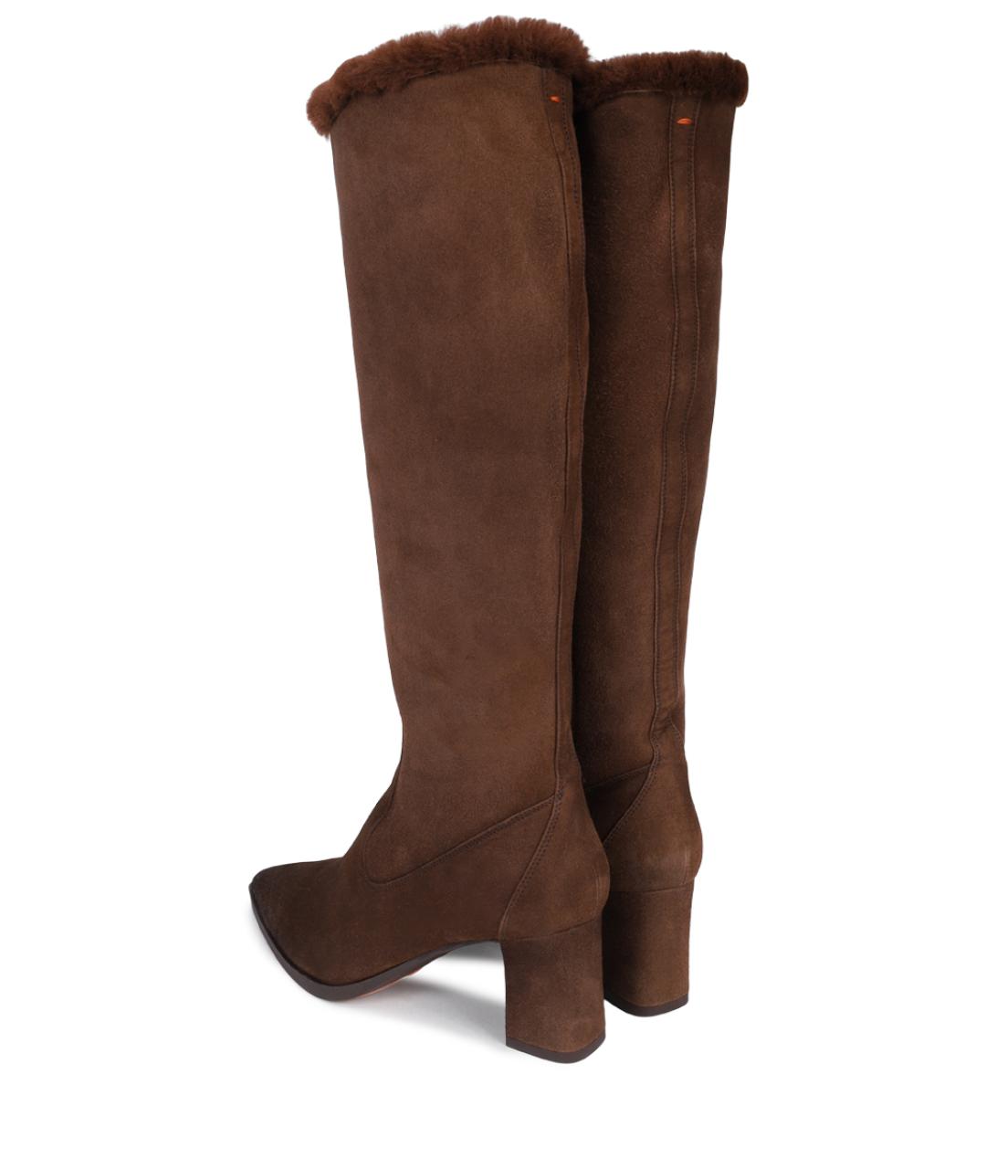 SANTONI Коричневые замшевые сапоги, фото 4