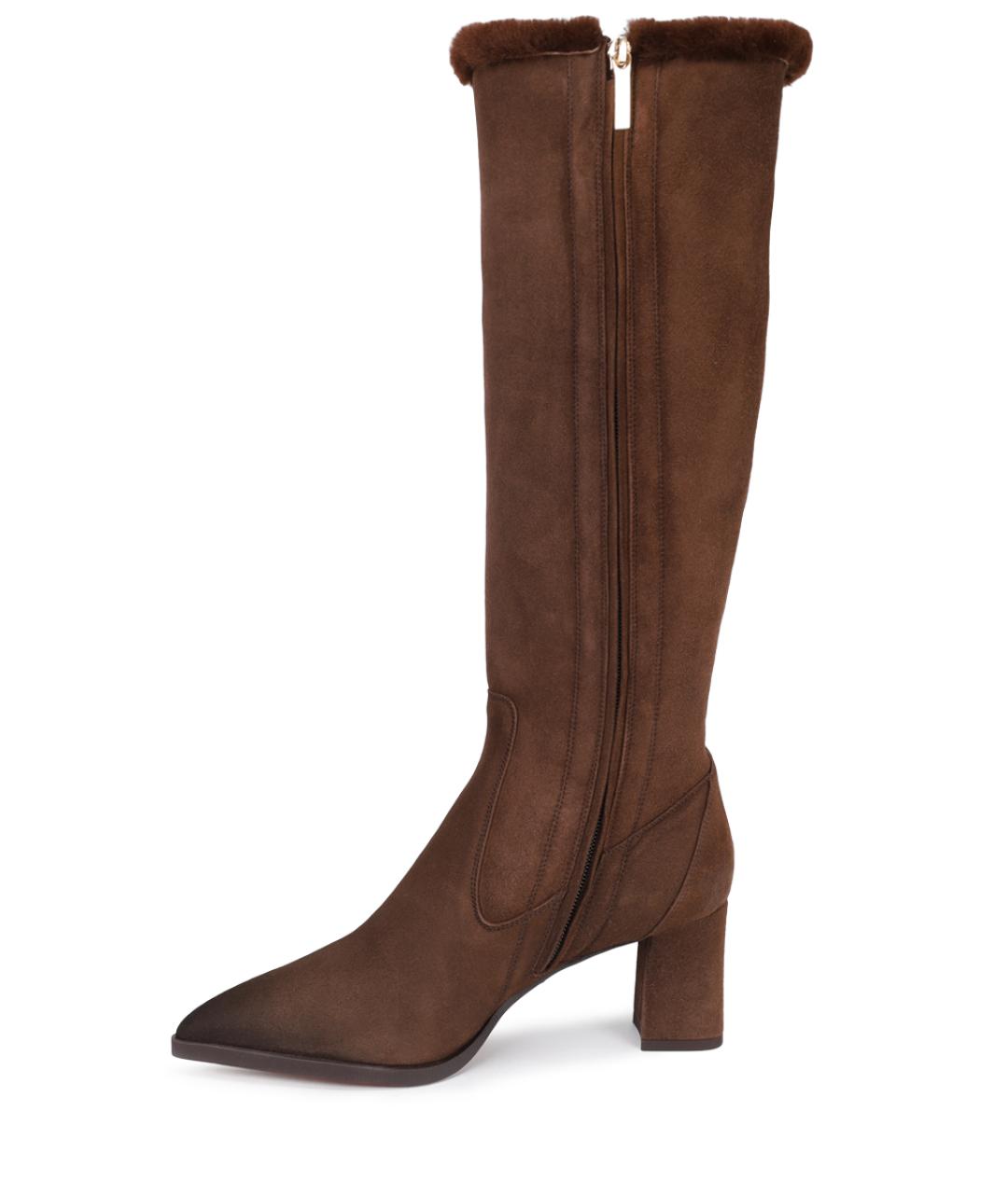 SANTONI Коричневые замшевые сапоги, фото 3