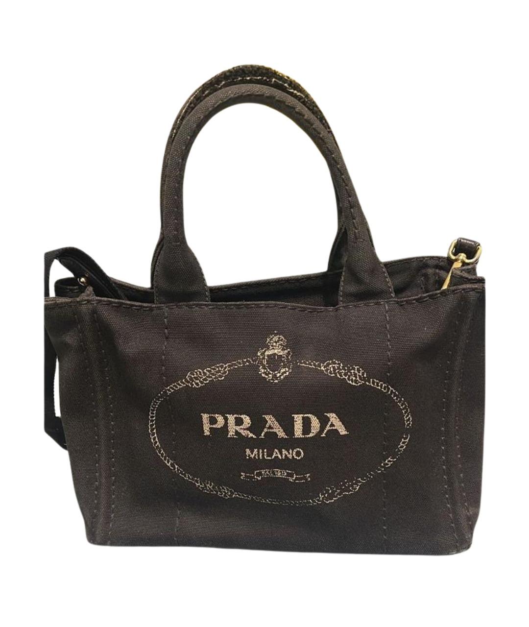 PRADA Черная хлопковая сумка тоут, фото 1