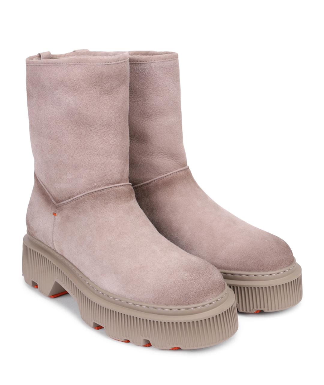 SANTONI Бежевые замшевые ботинки, фото 2