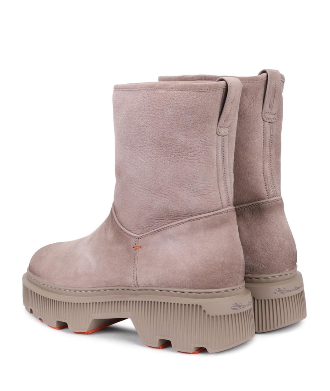 SANTONI Бежевые замшевые ботинки, фото 4