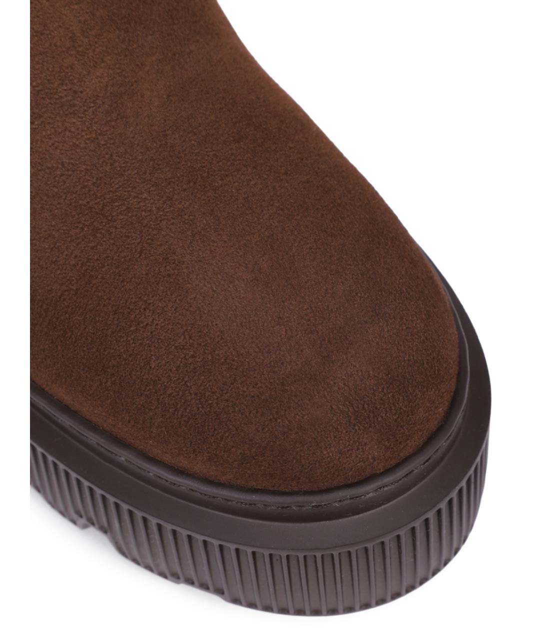 SANTONI Коричневые замшевые ботинки, фото 5