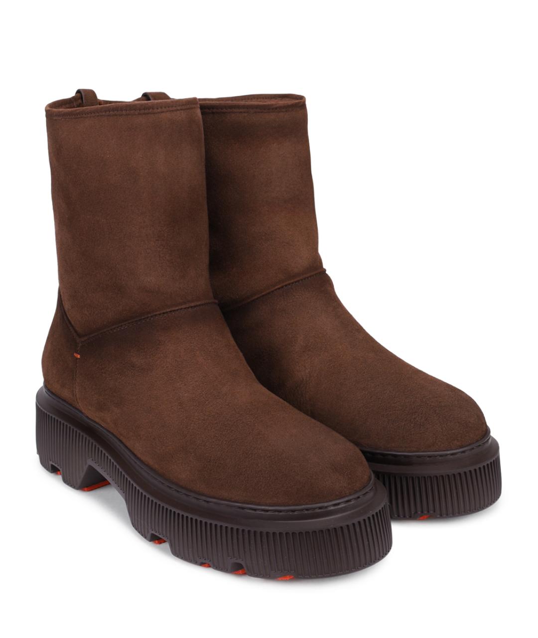 SANTONI Коричневые замшевые ботинки, фото 2