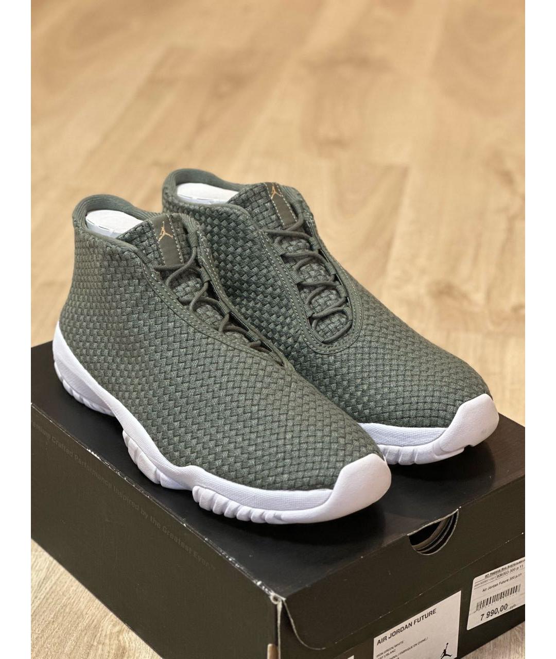 JORDAN Зеленые текстильные высокие кроссовки / кеды, фото 3