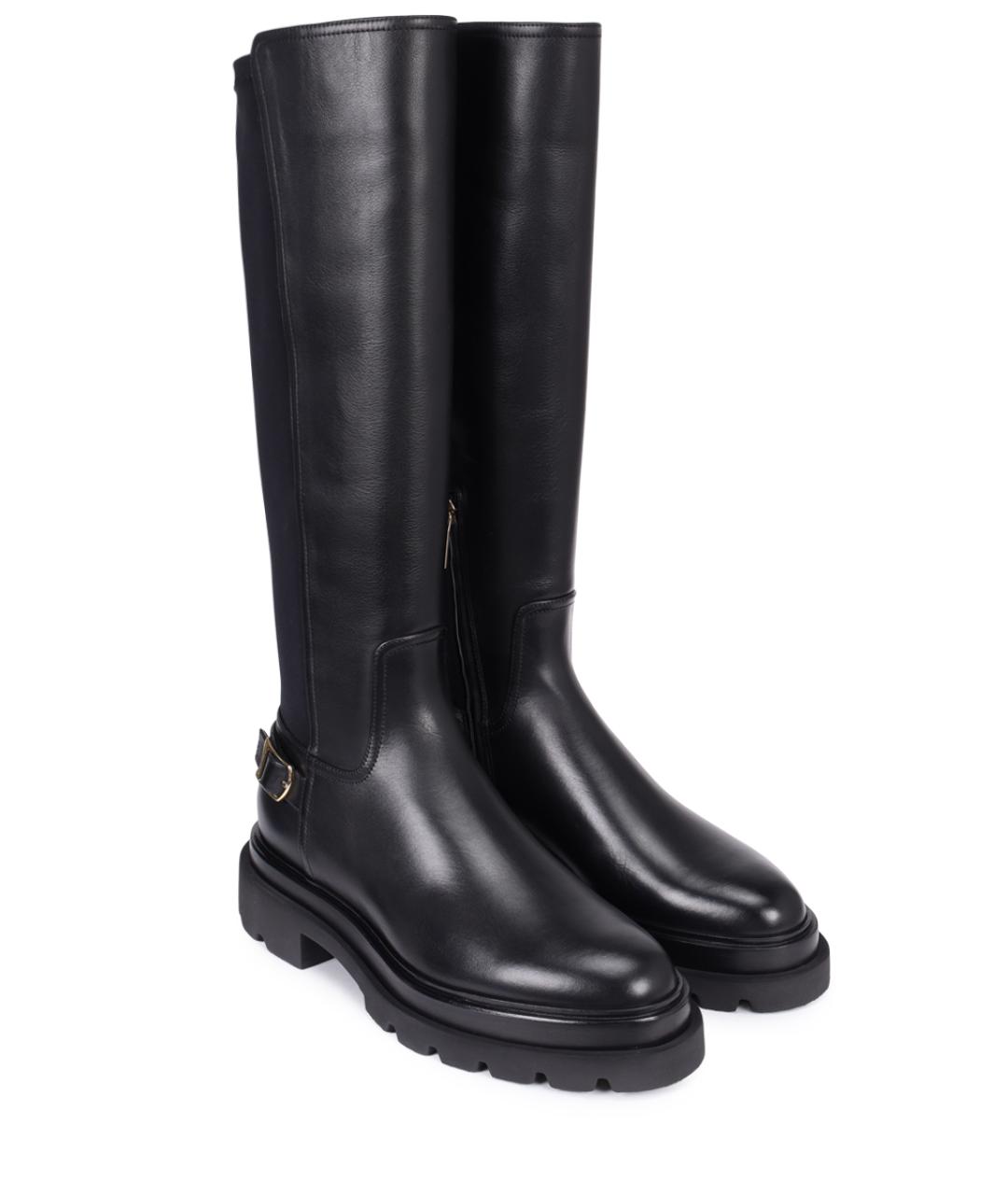 SANTONI Черные кожаные сапоги, фото 2