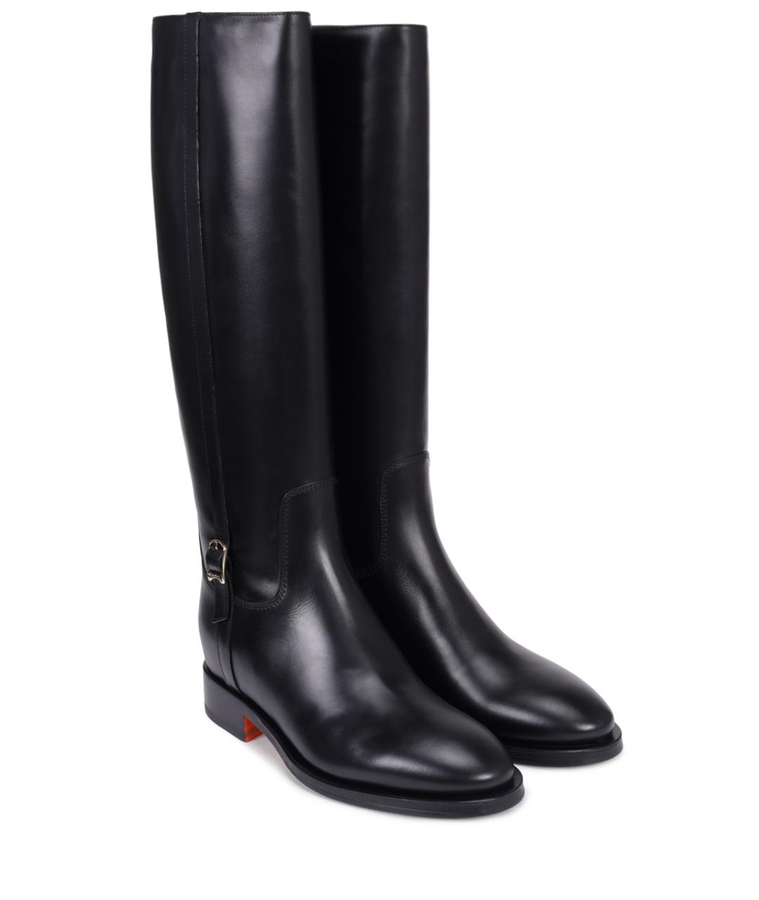 SANTONI Черные кожаные сапоги, фото 2