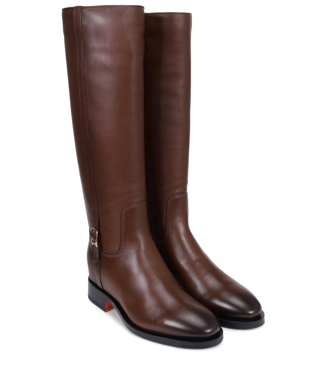 SANTONI Коричневые кожаные сапоги, фото 2