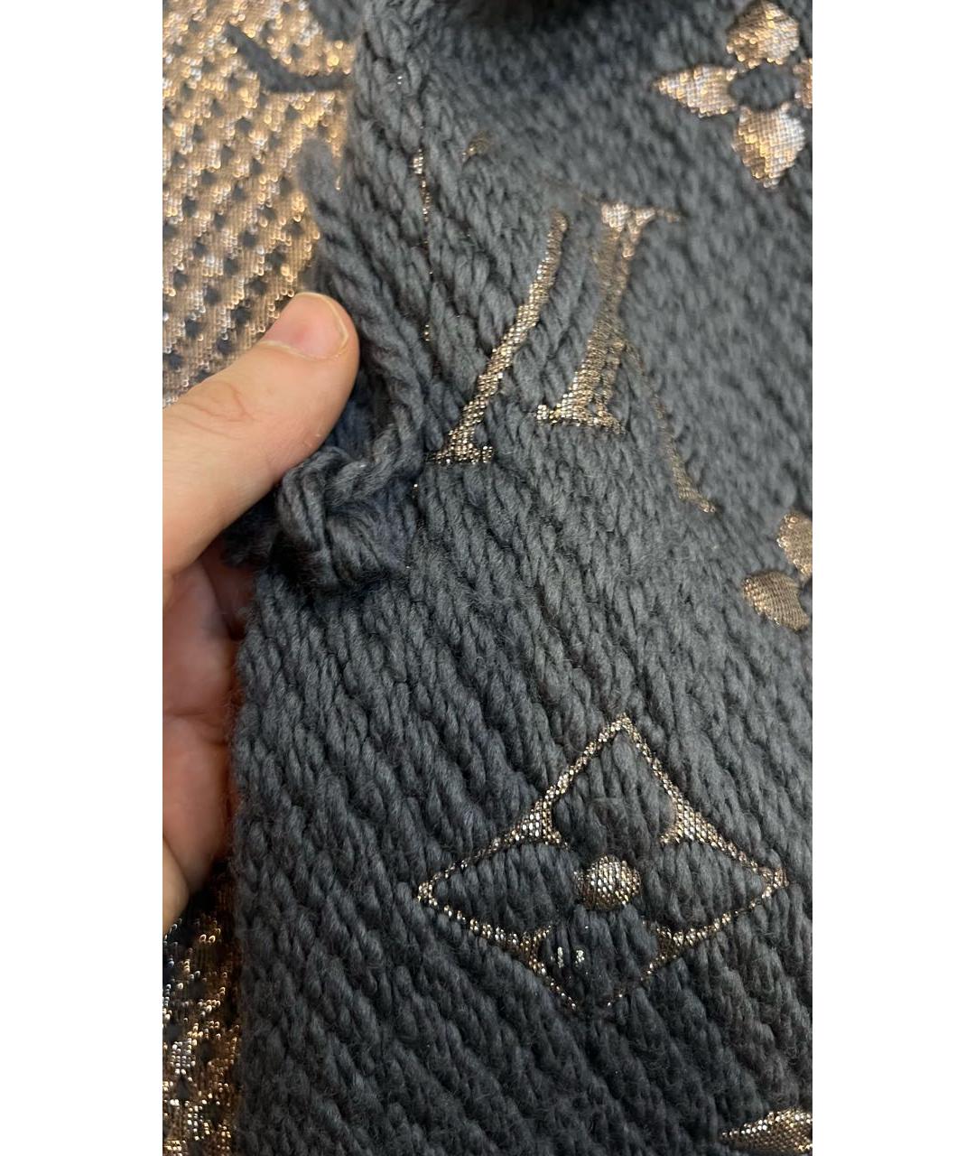 LOUIS VUITTON Серый шерстяной шарф, фото 6
