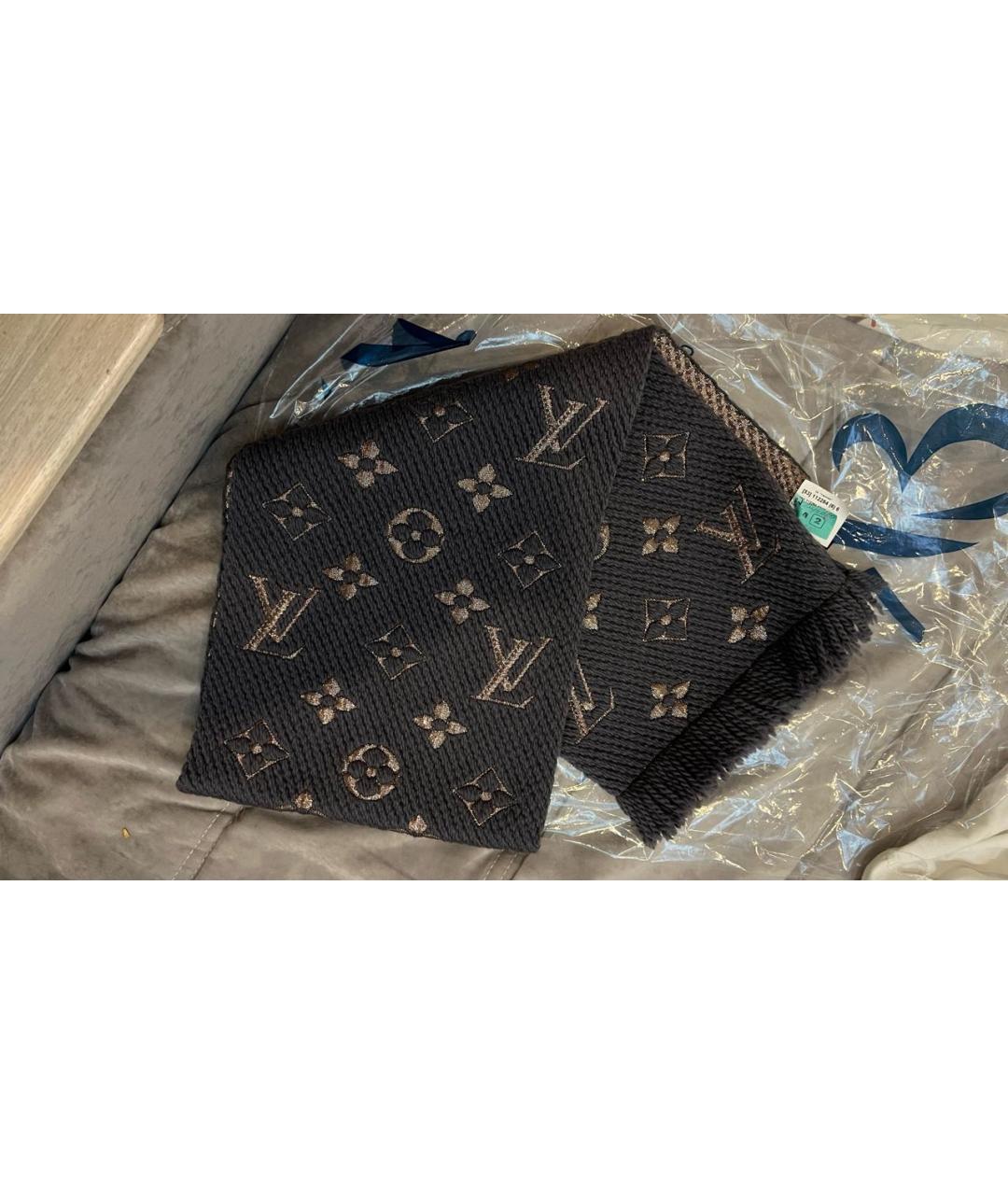 LOUIS VUITTON Серый шерстяной шарф, фото 7