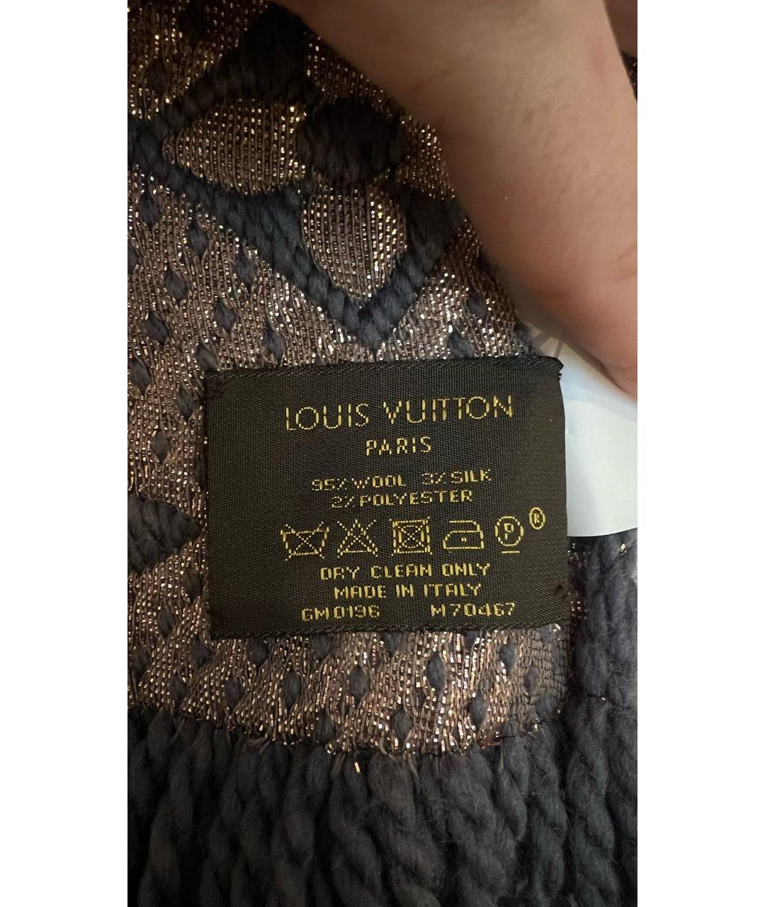 LOUIS VUITTON Серый шерстяной шарф, фото 4