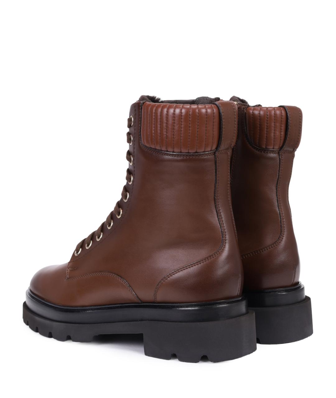 SANTONI Коричневые кожаные ботинки, фото 4