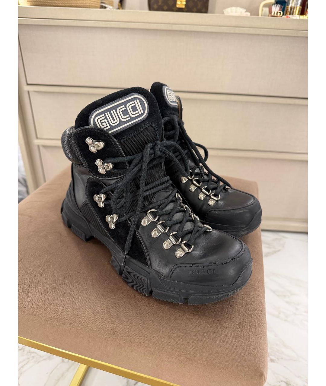 GUCCI Черные кожаные ботинки, фото 2