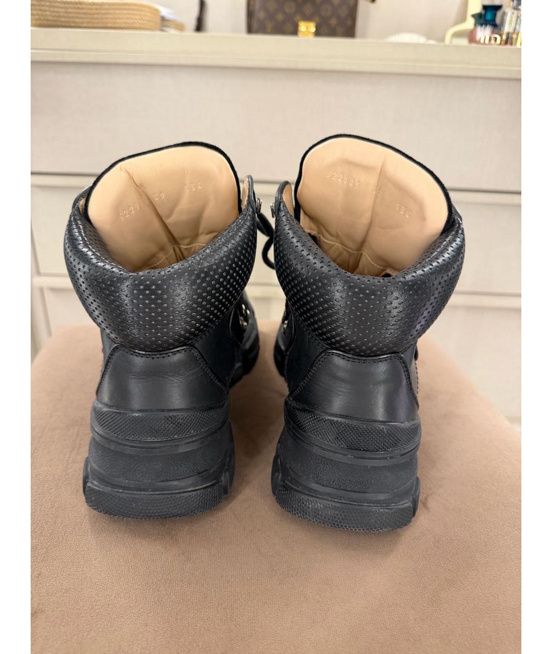 GUCCI Черные кожаные ботинки, фото 4