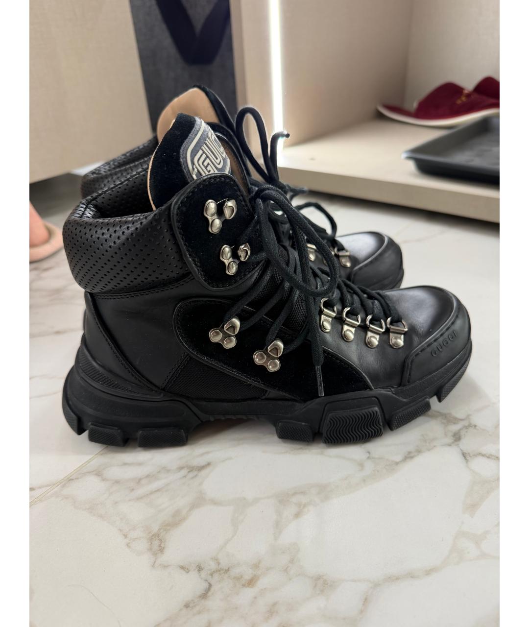 GUCCI Черные кожаные ботинки, фото 10