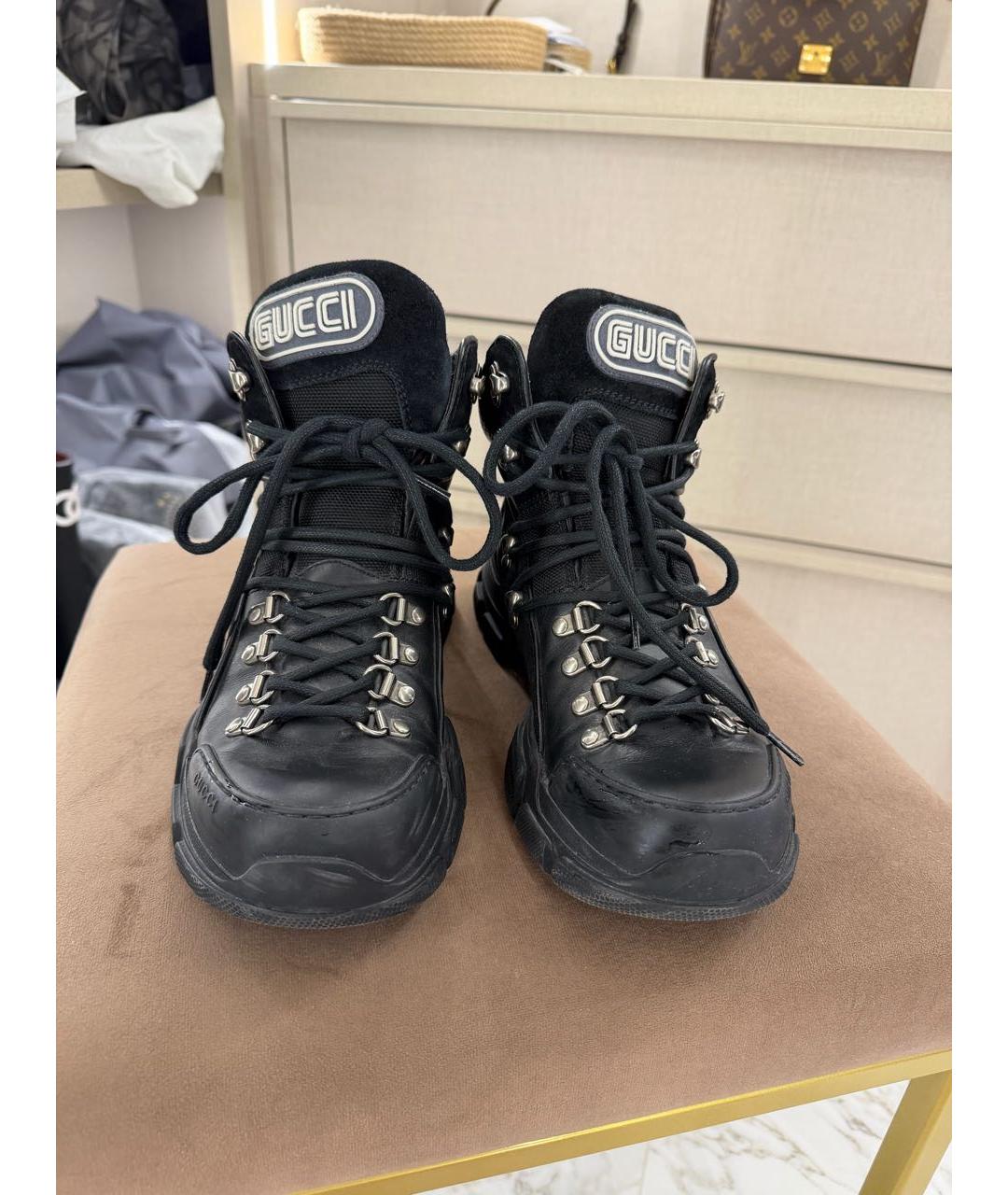 GUCCI Черные кожаные ботинки, фото 3