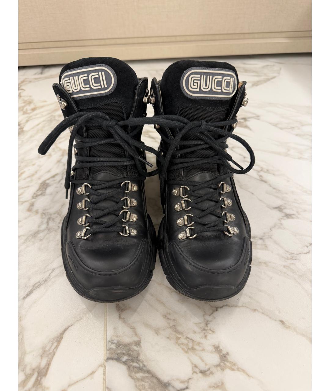 GUCCI Черные кожаные ботинки, фото 9