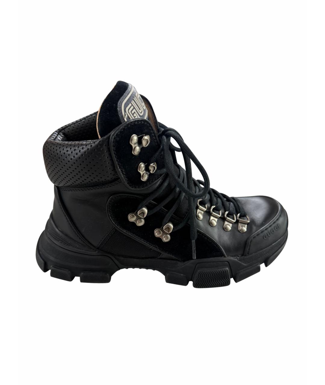 GUCCI Черные кожаные ботинки, фото 1