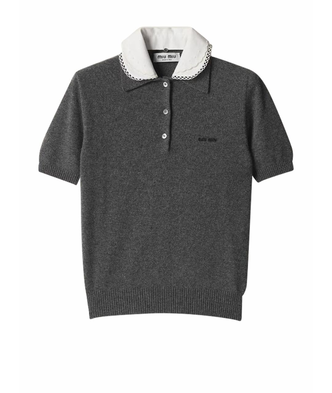 MIU MIU Серая кашемировая футболка, фото 1