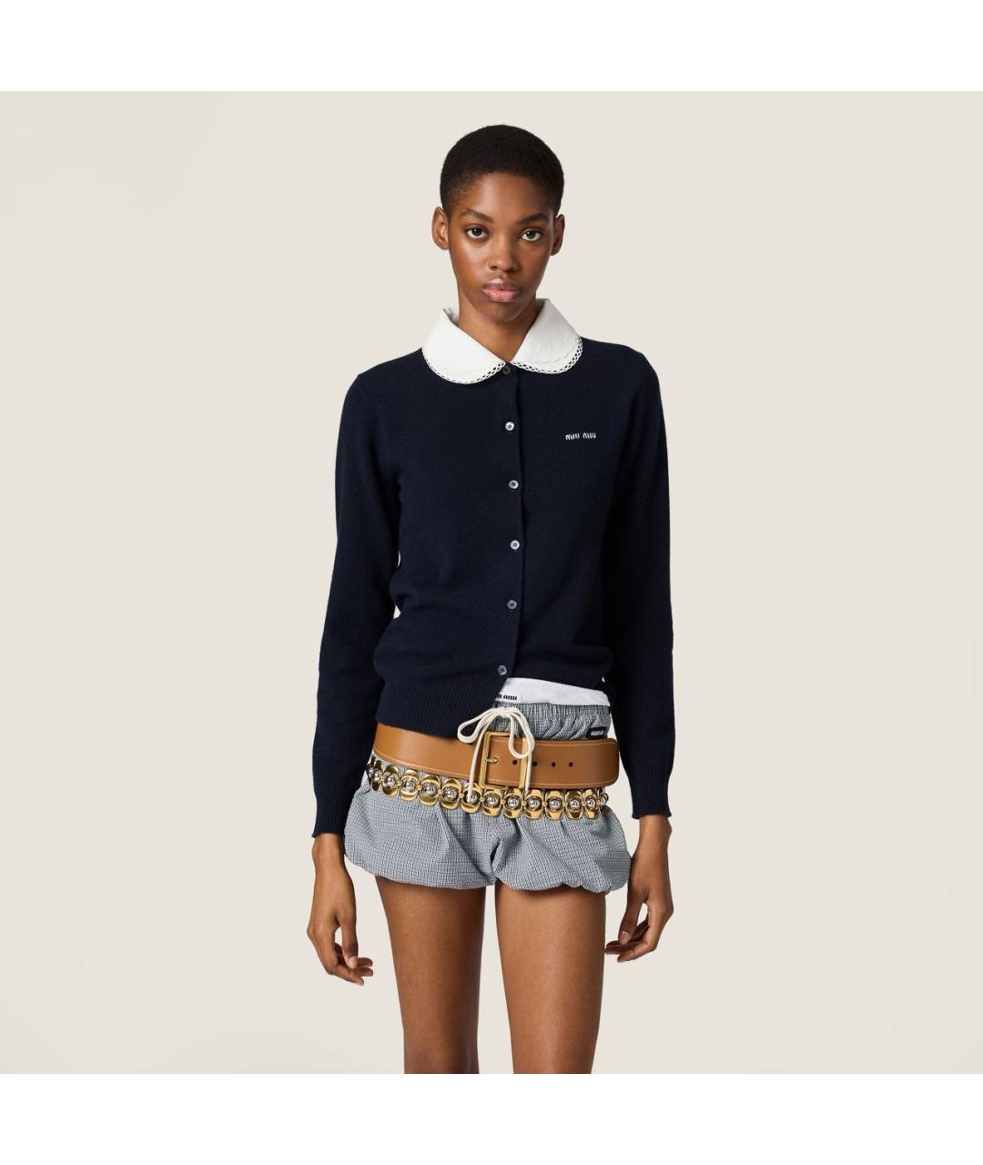 MIU MIU Темно-синий кашемировый кардиган, фото 2